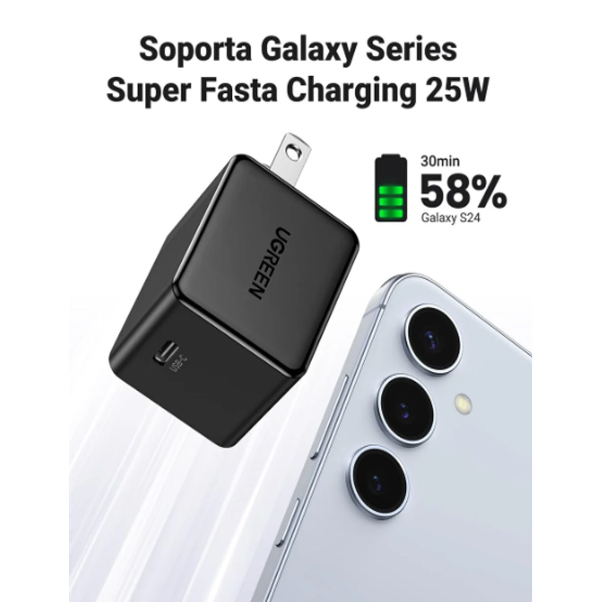 UGREEN - Ugreen Cargador Usb C 25w + Cable Usb-C 50576 Negro