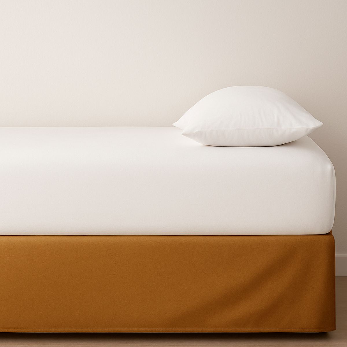 GENERICO - FALDON DE TARIMA QUEEN 160CM x 200CM MINIMAL MICROFIBRA CAMELLO 35CM