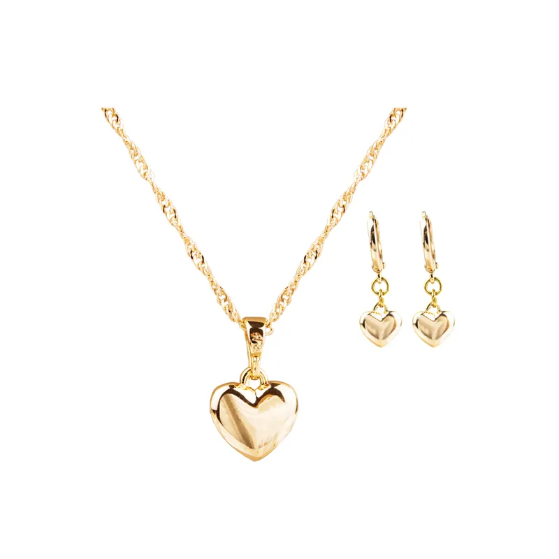 CLEO JOYAS & ACCESORIOS - Set Collar y Arete Corazón Bombeado