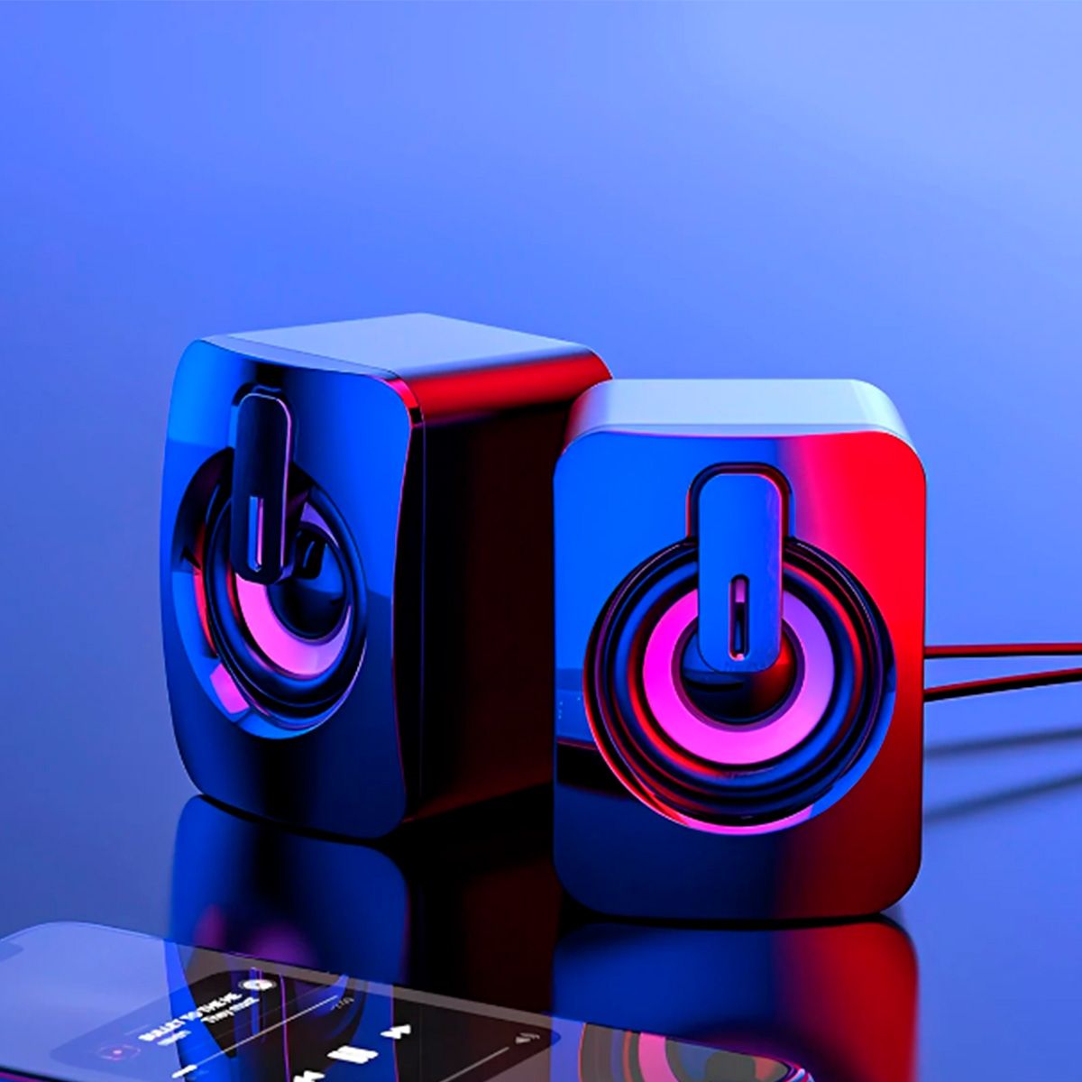 GENERICO - MINI PARLANTE FEITUN PARA PC CON LUCES RGB