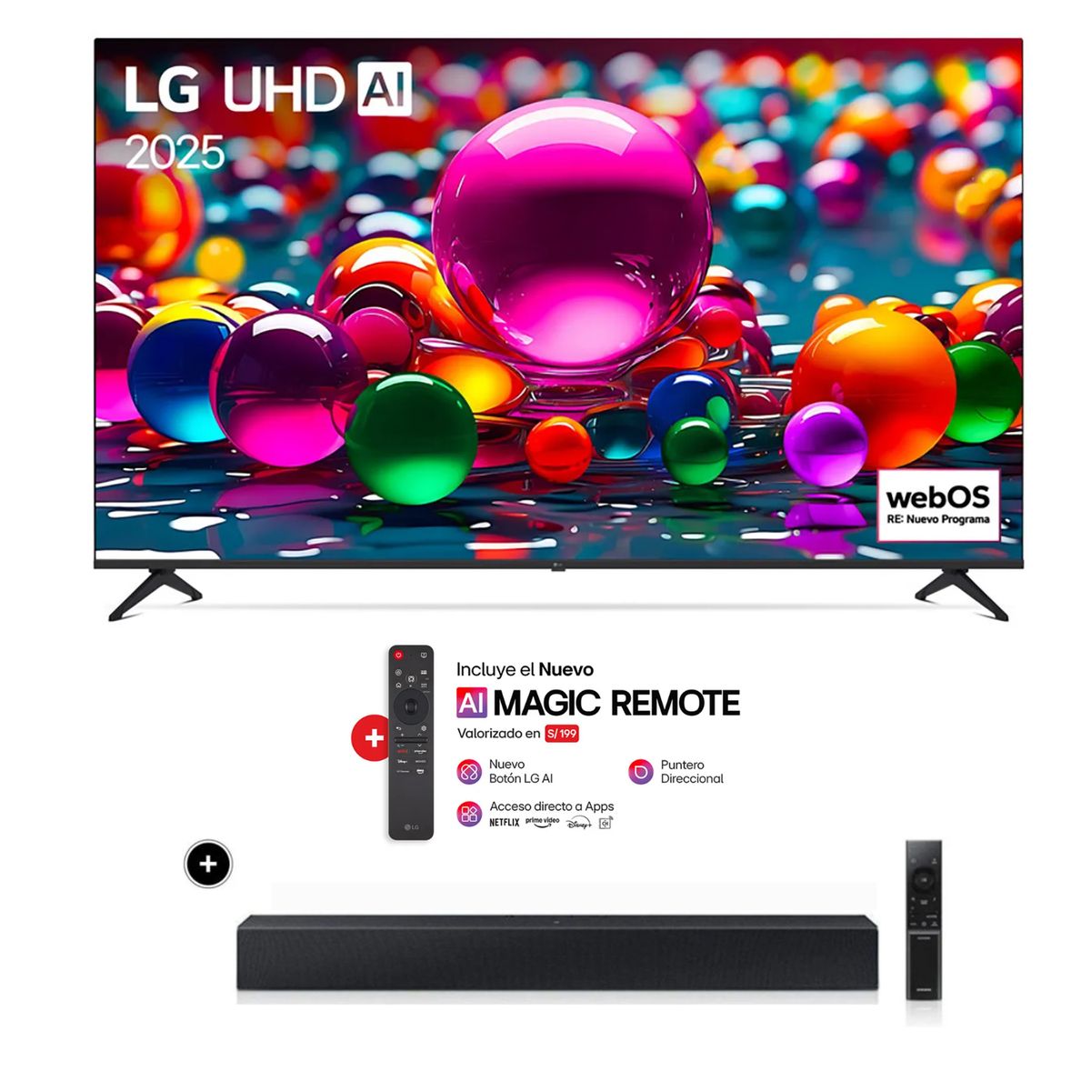LG - Televisor LG 75 UHD 4K Smart TV ThinQ AI 75UA8050PSA 2025 + Soundbar