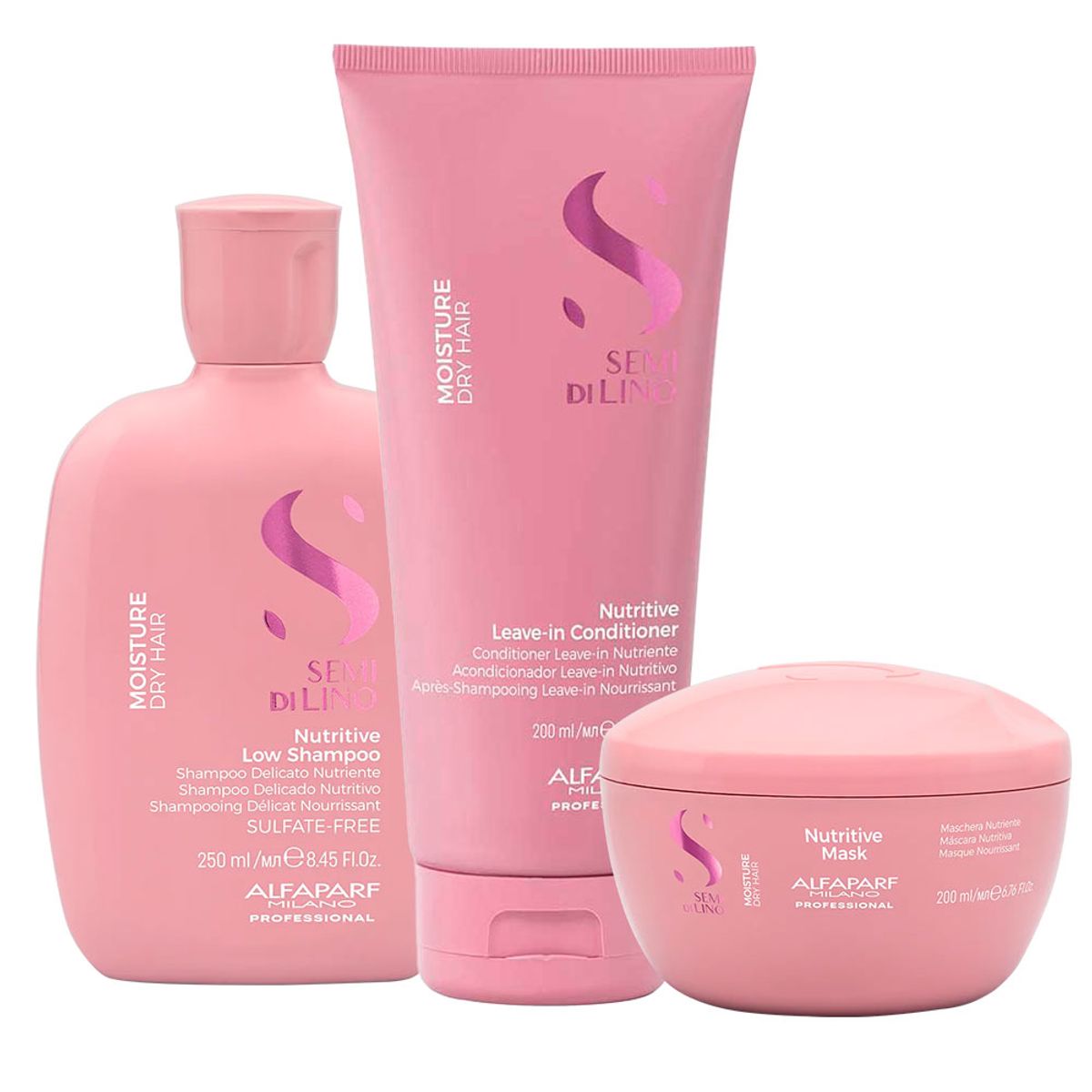 ALFAPARF MILANO - ALFAPARF Semi Di Lino Nutritive Shampoo 250 ml + Conditioner 200 ml + Mask 200 ml