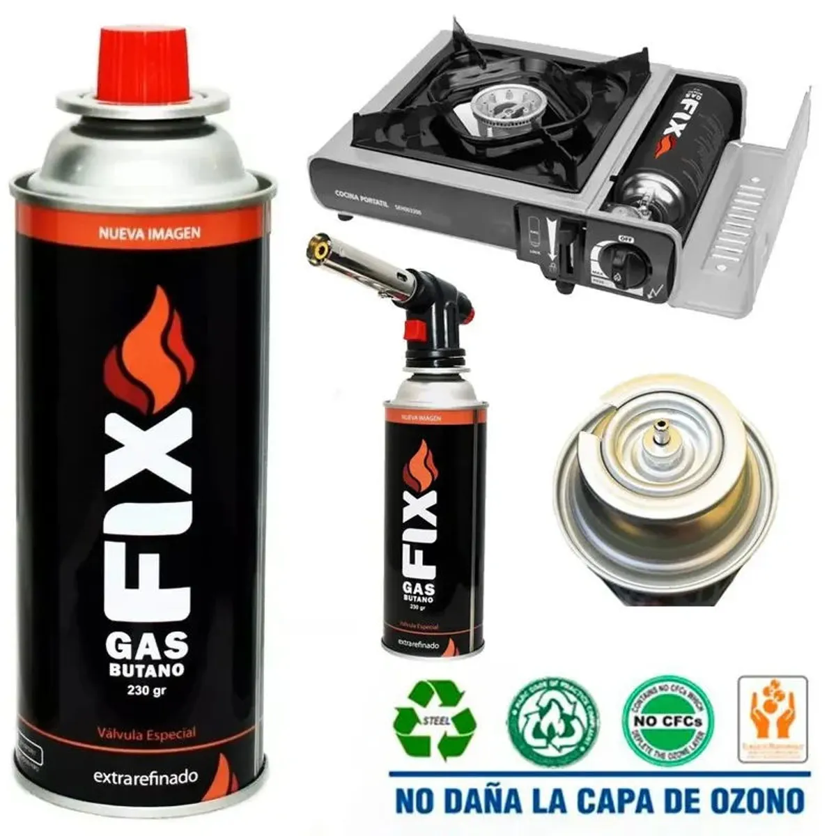 FIX - Gas Butano FIX Ultra Refinado valvula universal cocinillas flameadores