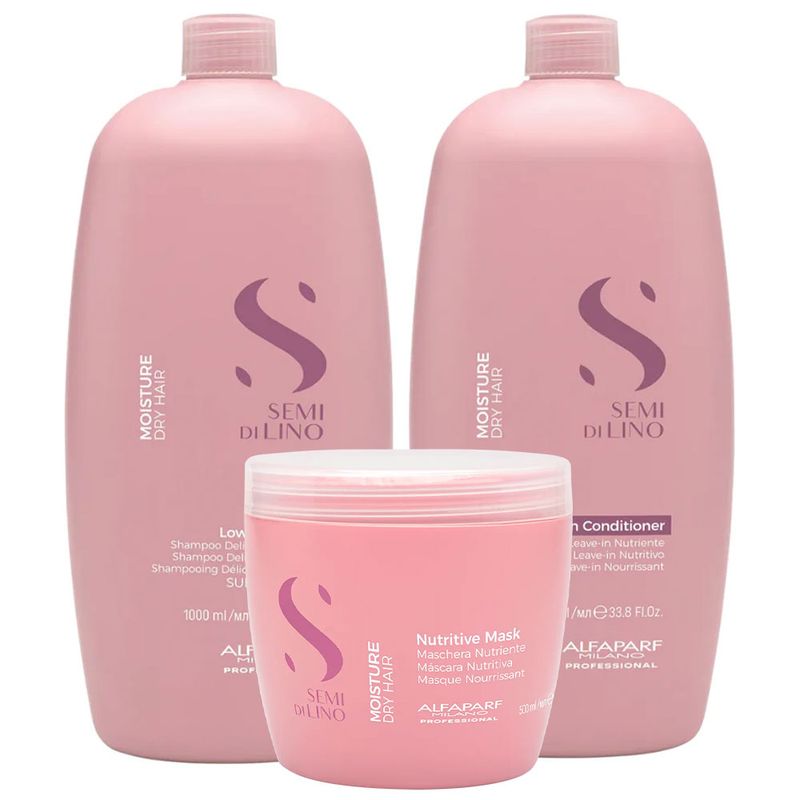 ALFAPARF MILANO - ALFAPARF Semi Di Lino Nutritive Shampoo 1000 ml + Conditioner 1000 ml + Mask 500 ml