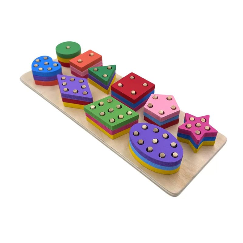 GENERICO - Pack2 Encaje Portatil de 10 Figuras Geometricas en Multicolo