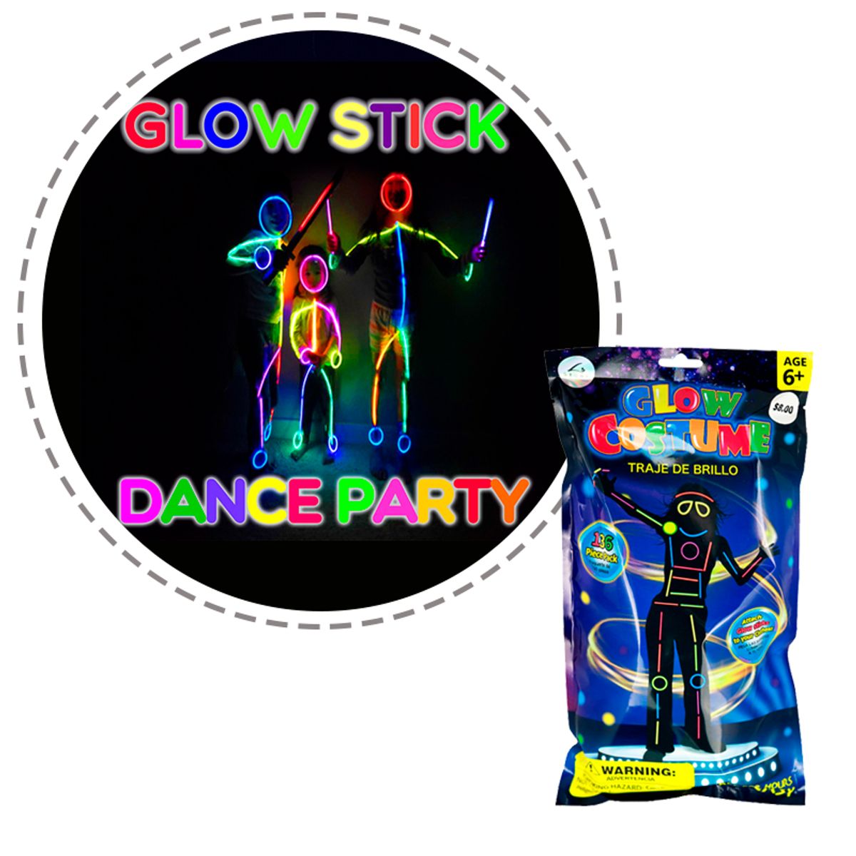 GENERICO - Traje de Brillo Luminoso glow 136 piezas