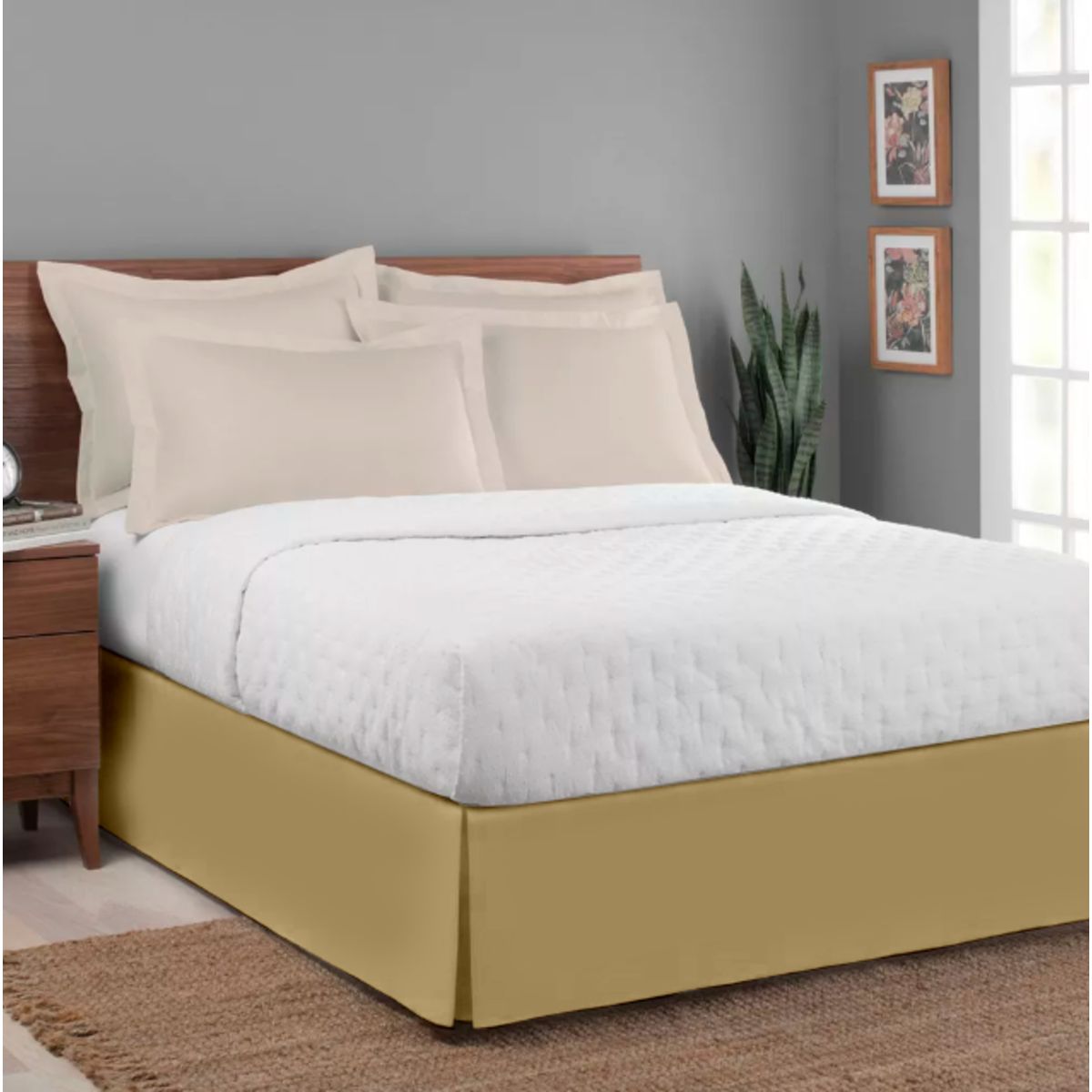 GENERICO - FALDON DE TARIMA 2 PLAZAS ELEGANCE MICROFIBRA GAMUZA 35CM