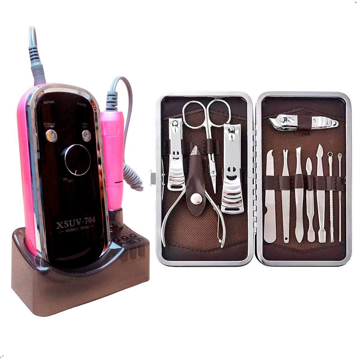 GENERICO - Pulidor De Uñas Eléctrico Portatil +Set Manicura 12 Piezas