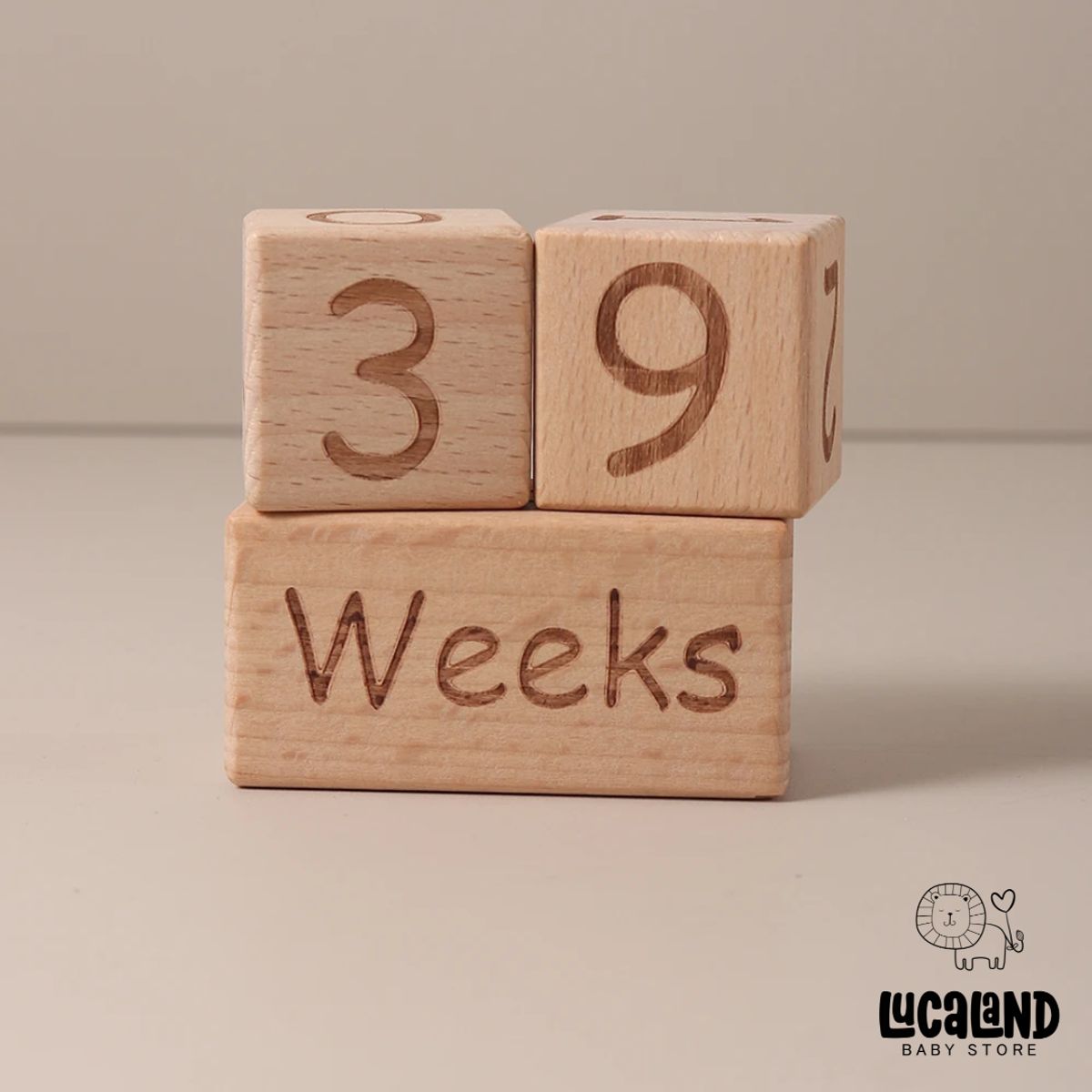 LUCALAND - CUBOS DE MESES DE MADERA PARA BEBÉS