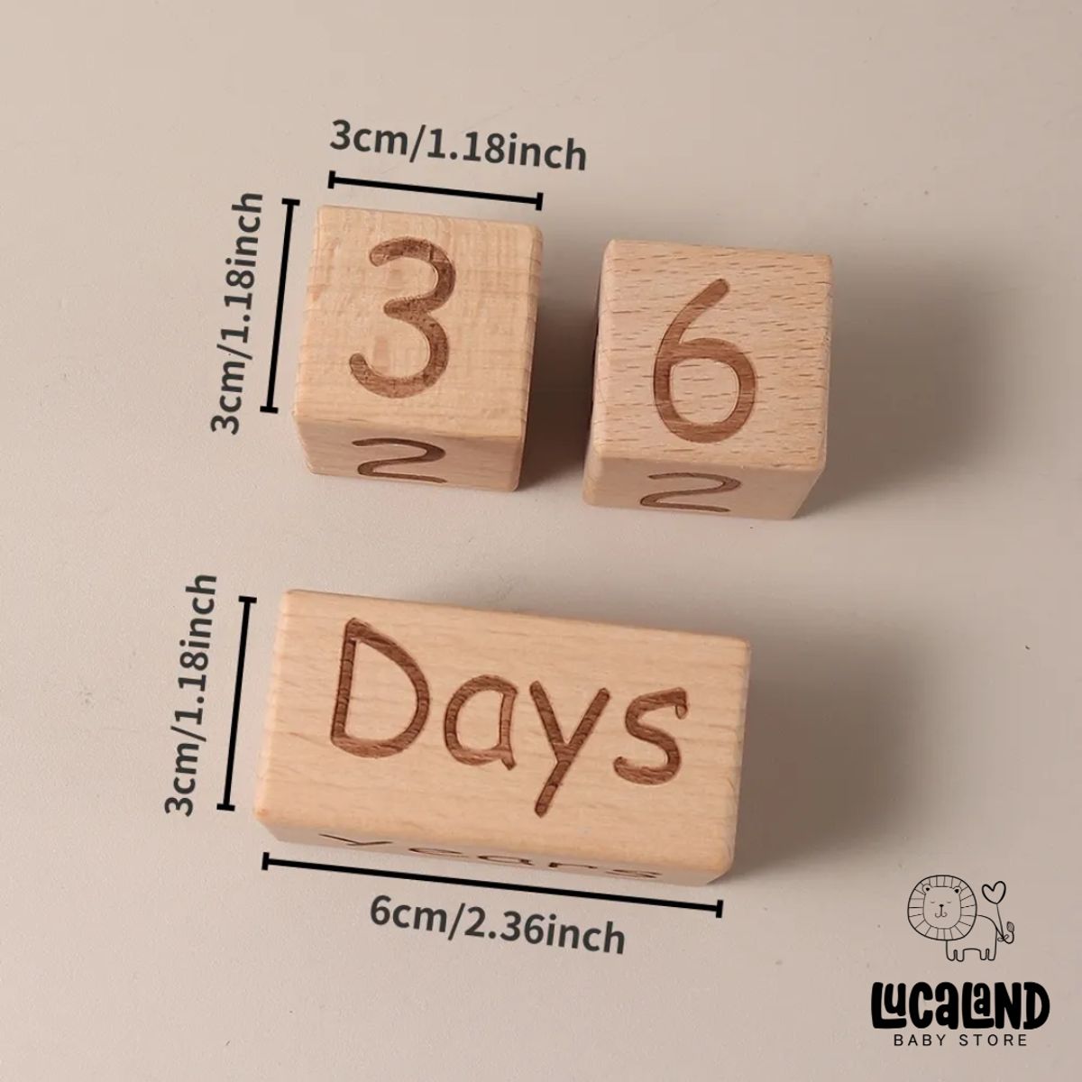 LUCALAND - CUBOS DE MESES DE MADERA PARA BEBÉS