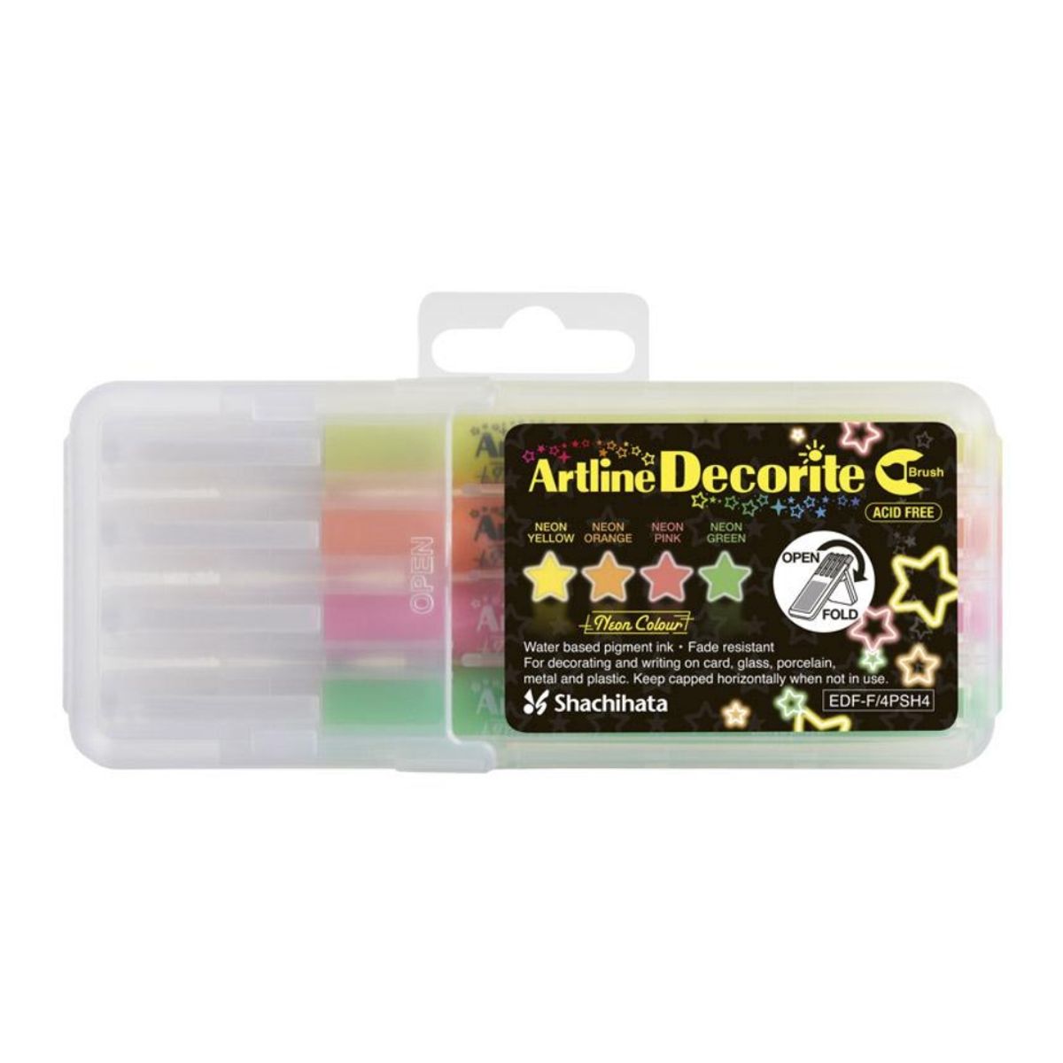 ARTLINE - Marcadores Punta Pincel x4 Decorite Neón