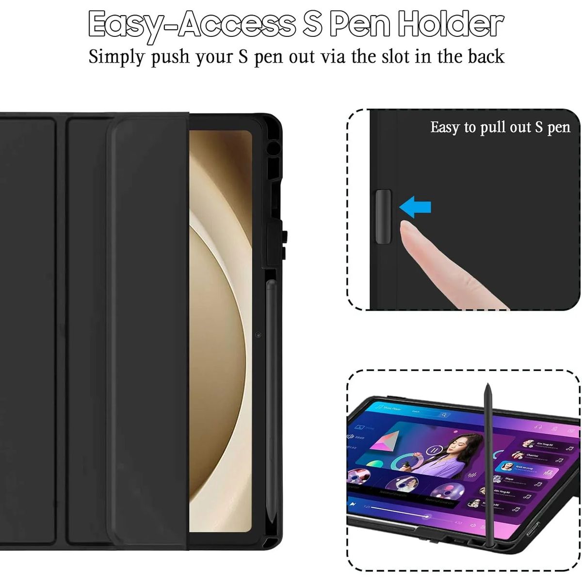 GENERICO - Funda Smart con Porta Lapiz para Tablet Samsung tab A9 plus 11 Negro