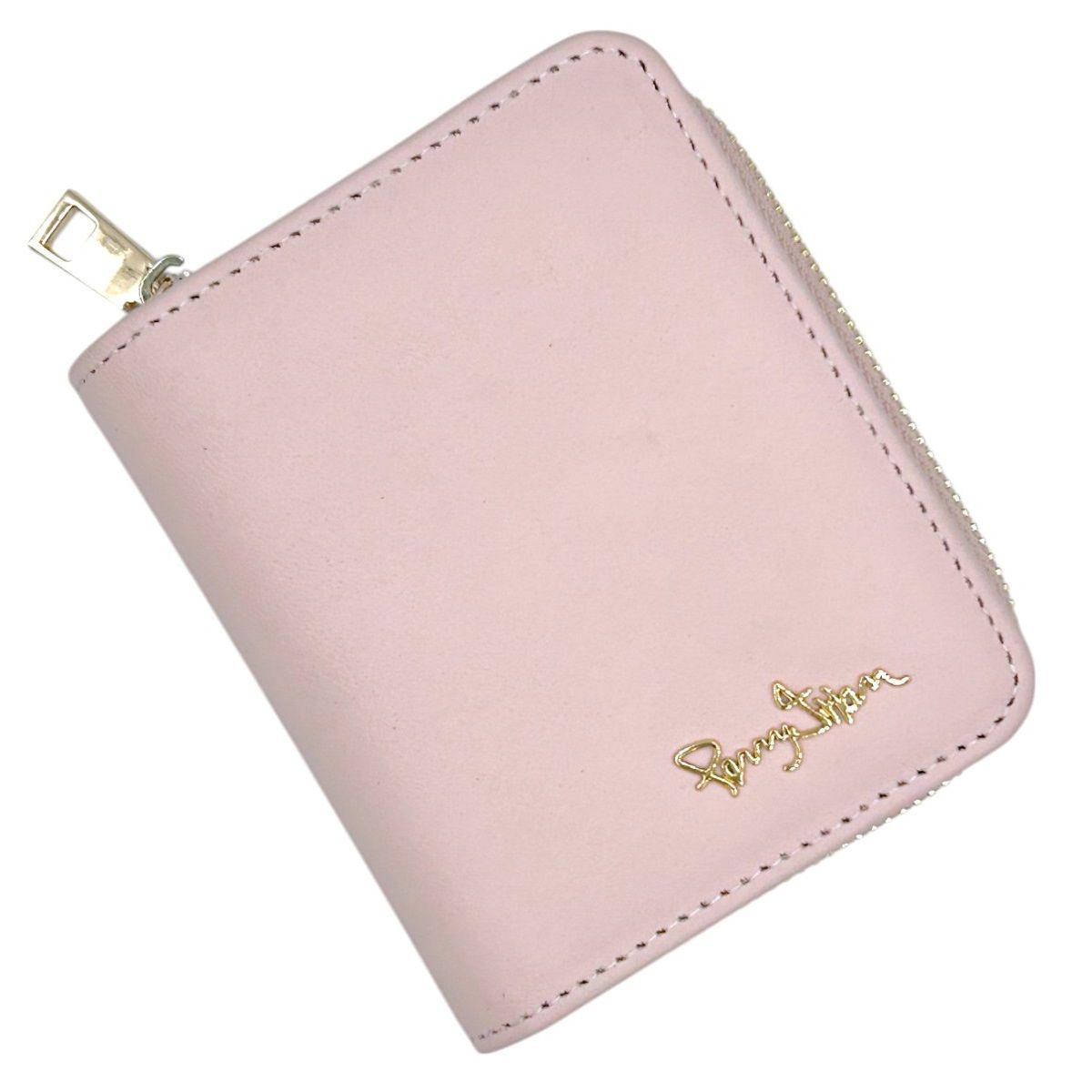 PERRY JHAN - Monedero Billetera Tarjetero Mujer 100% Cuero Color Nude