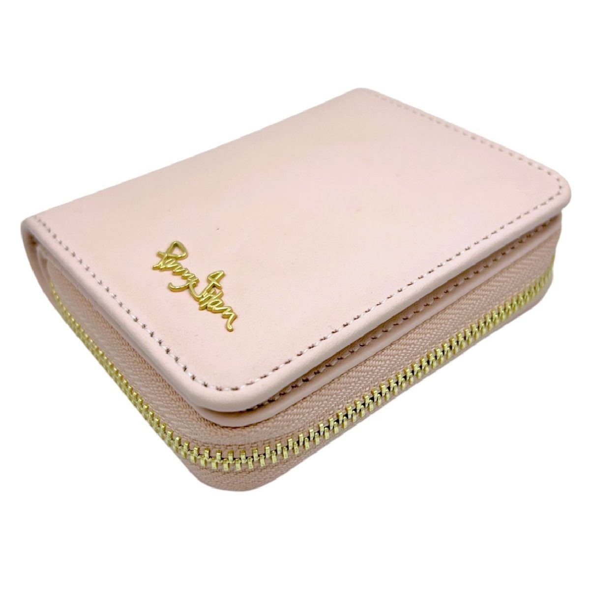 PERRY JHAN - Monedero Billetera Tarjetero Mujer 100% Cuero Color Nude