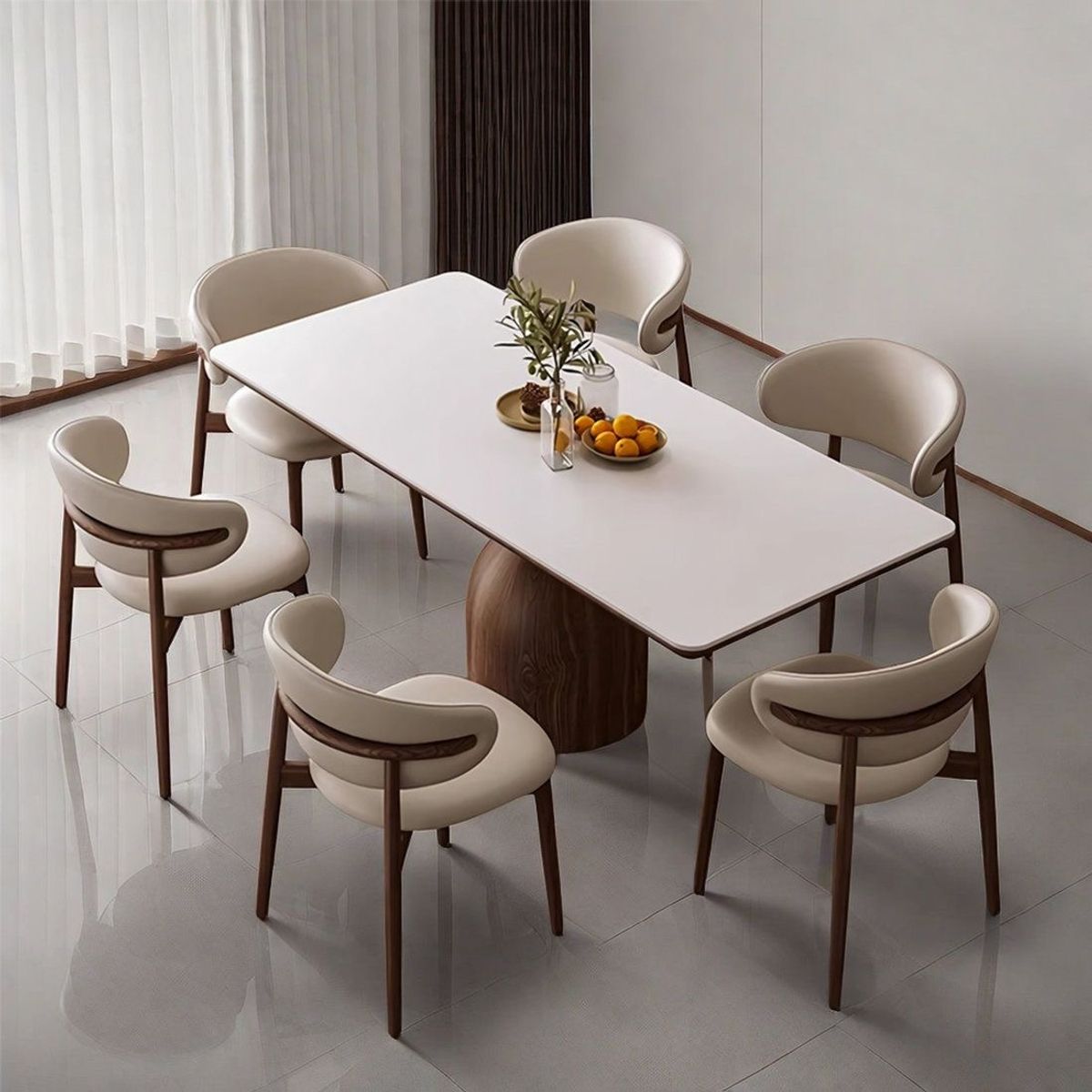 STIL NOVO - JUEGO DE COMEDOR 6 SILLAS CAMILA BEIGE CLARO
