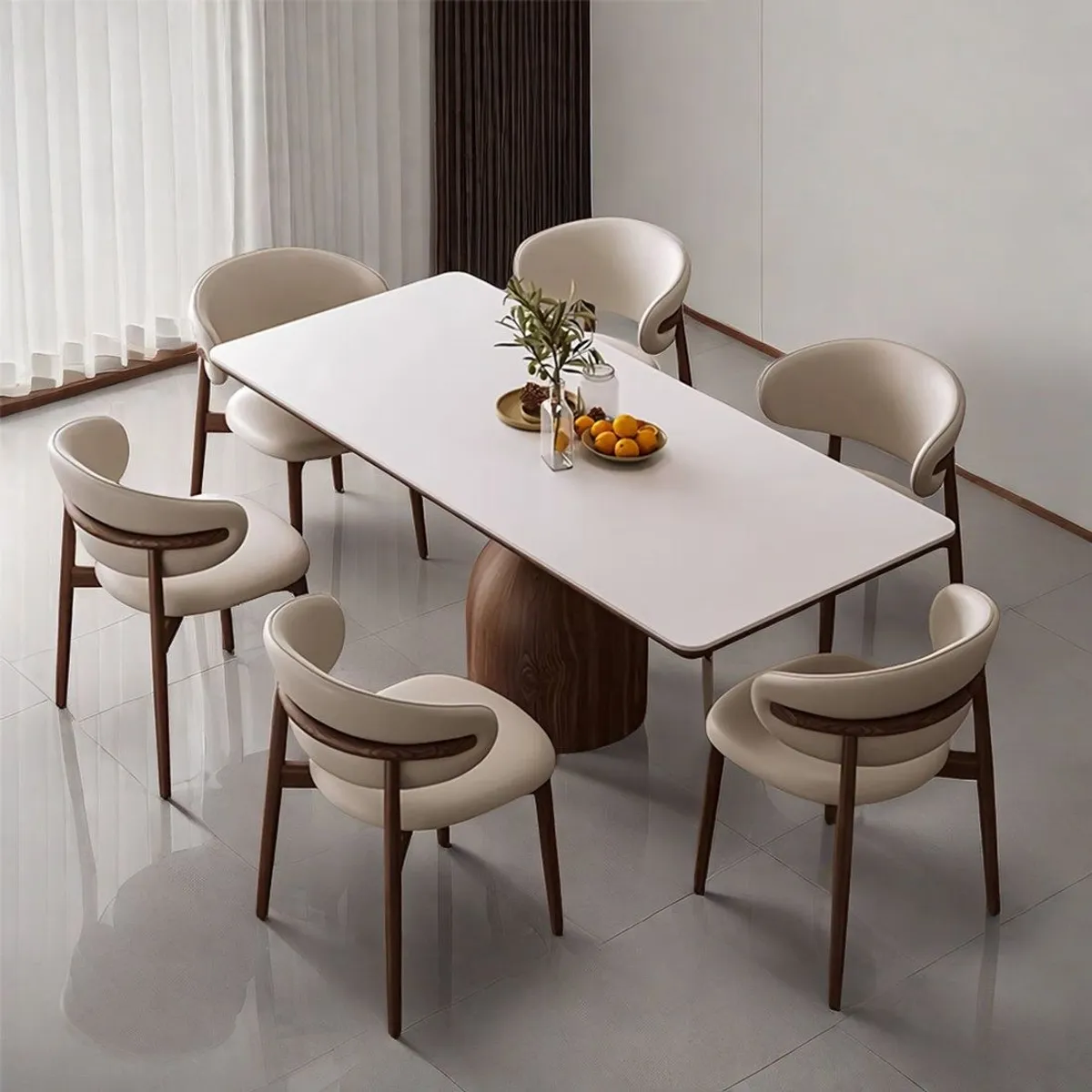 STIL NOVO - JUEGO DE COMEDOR 6 SILLAS CAMILA BEIGE CLARO