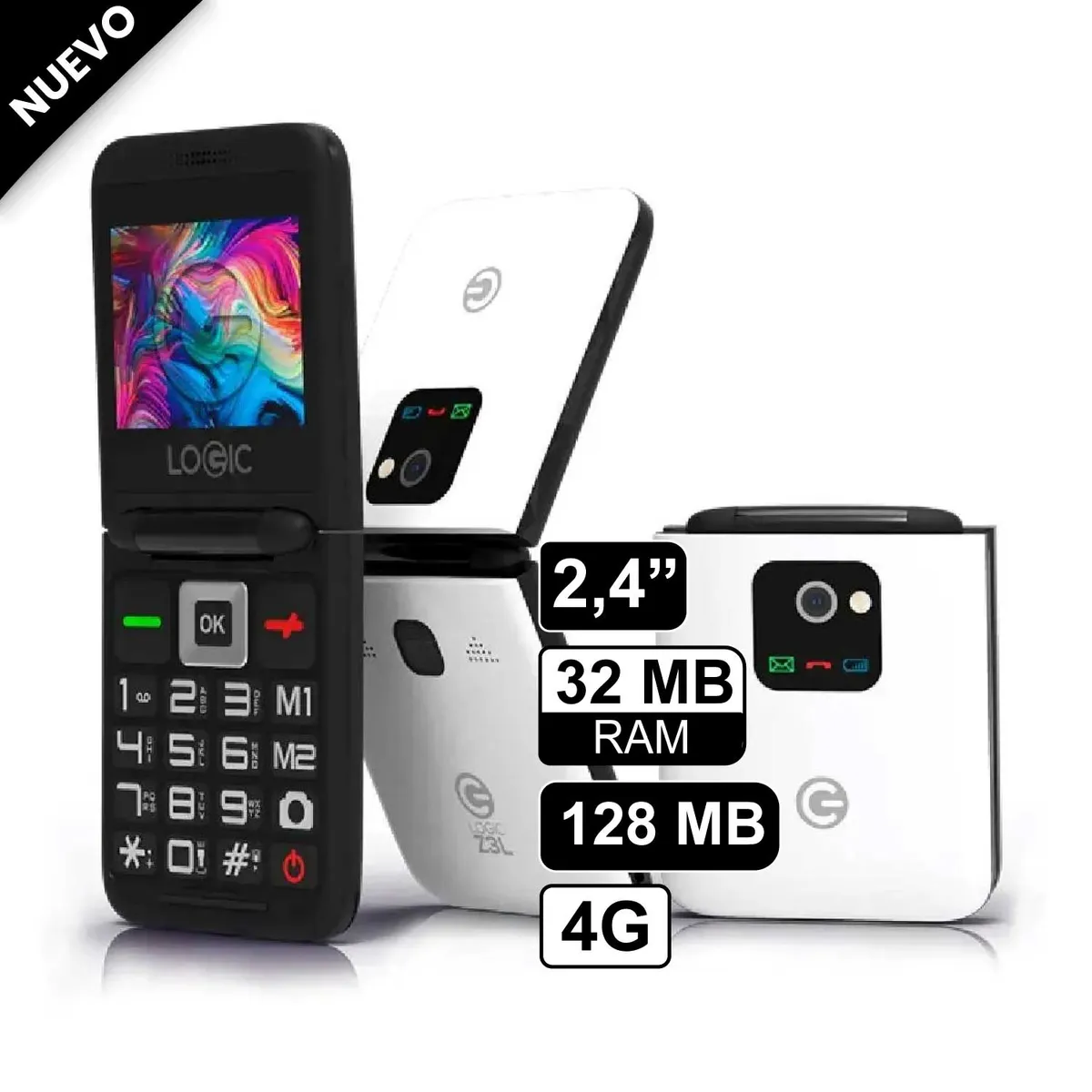 LOGIC - Celular Logic Z3L 4G Plegable Botones Grandes para Adulto Mayor y Botón SOS