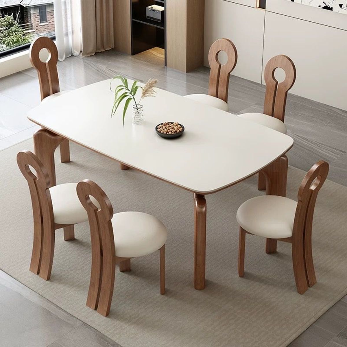 STIL NOVO - JUEGO DE COMEDOR 6 SILLAS ALESSA MARFIL