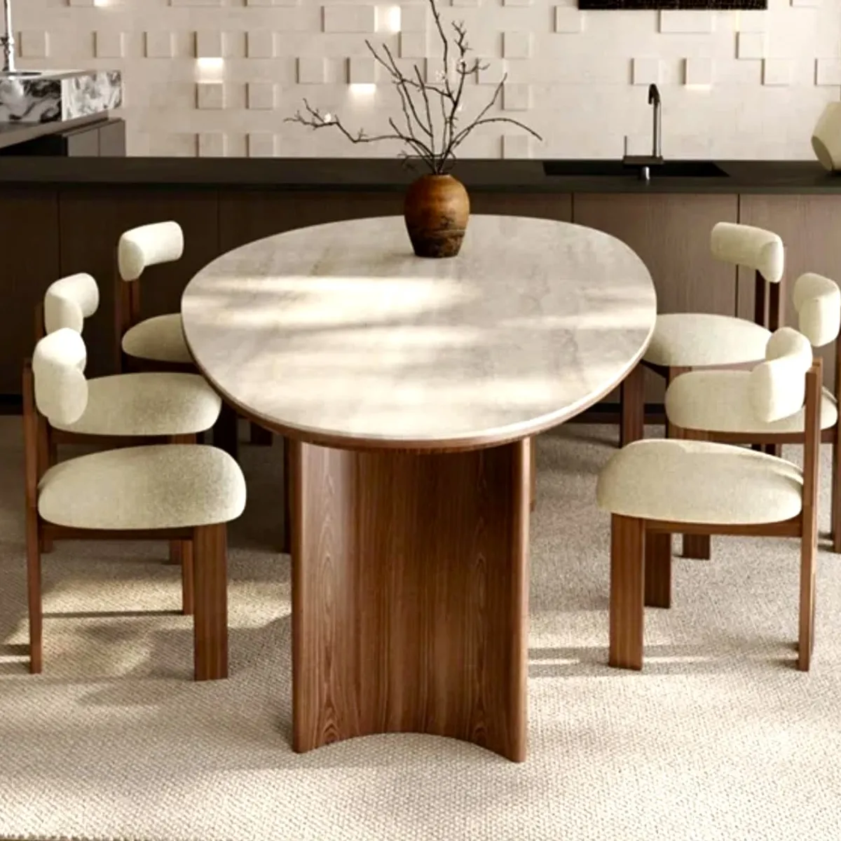 STIL NOVO - JUEGO DE COMEDOR 6 SILLAS LILY BEIGE CLARO