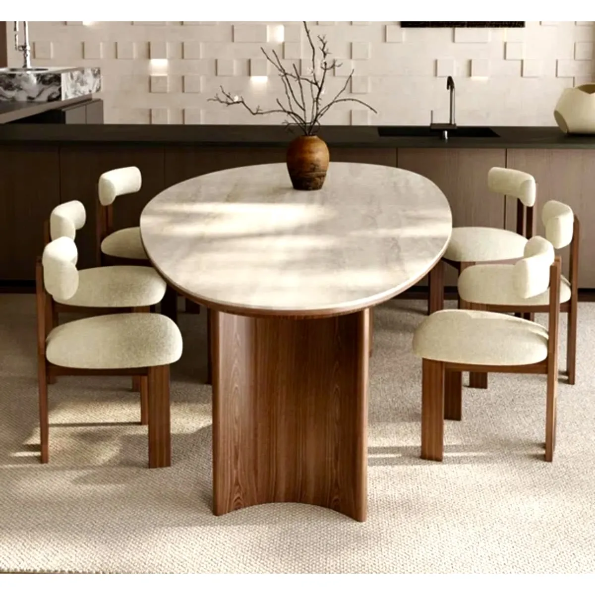 STIL NOVO - JUEGO DE COMEDOR 6 SILLAS LILY BEIGE CLARO