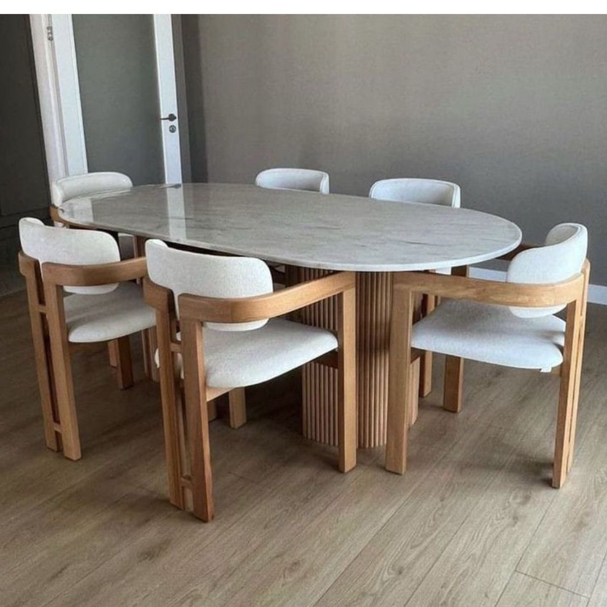 STIL NOVO - JUEGO DE COMEDOR 6 SILLAS GRETA MARFIL