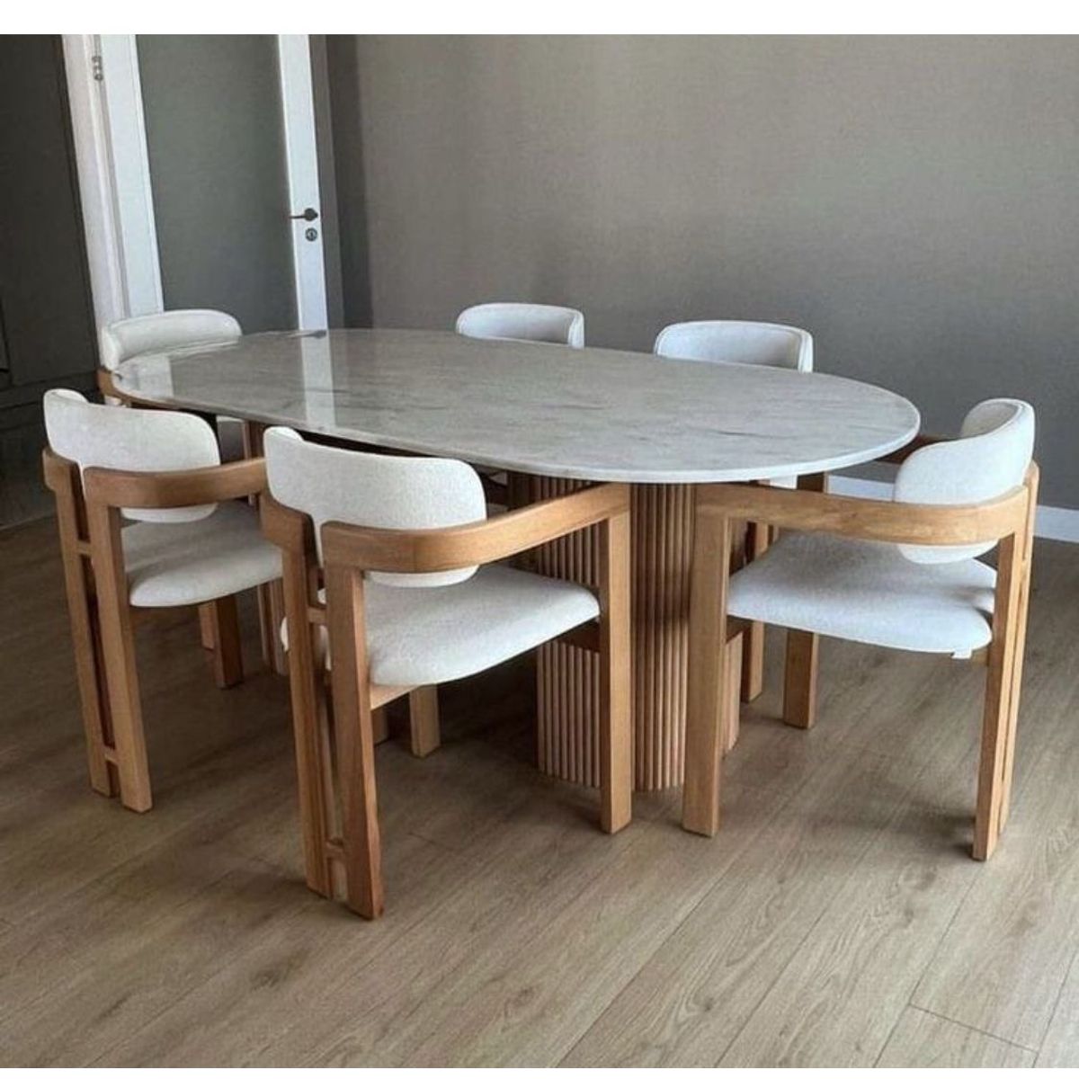 STIL NOVO - JUEGO DE COMEDOR 6 SILLAS GRETA MARFIL