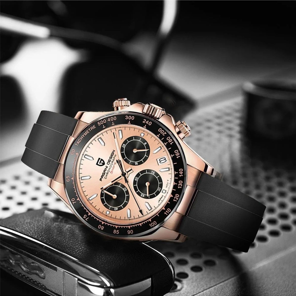 OEM - Reloj Hombre Lujo Pagani Design 1644 Gold Rose Cronografos