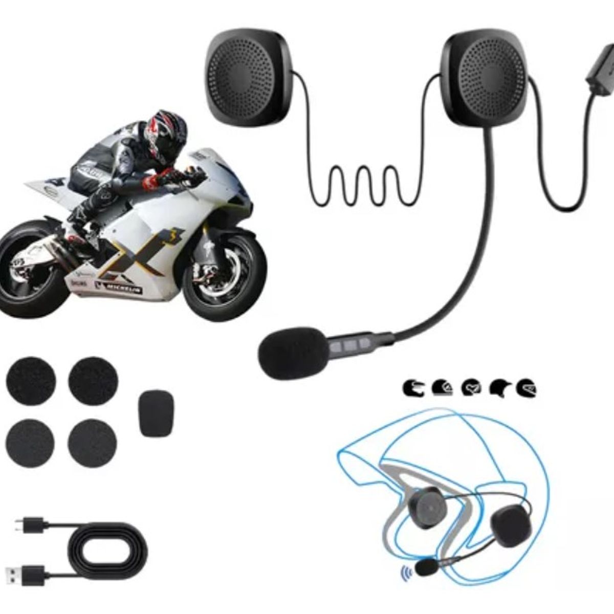 CES - AUDIFONOS BLUETOOTH PARA CASCO DE MOTO INALAMBRICO