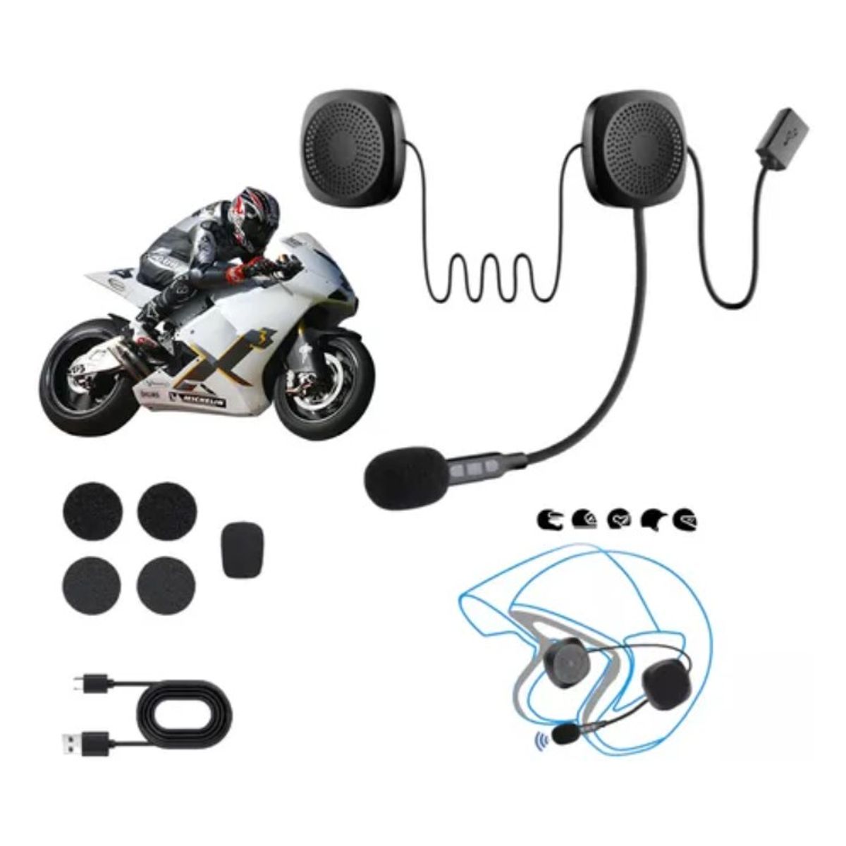 CES - AUDIFONOS BLUETOOTH PARA CASCO DE MOTO INALAMBRICO