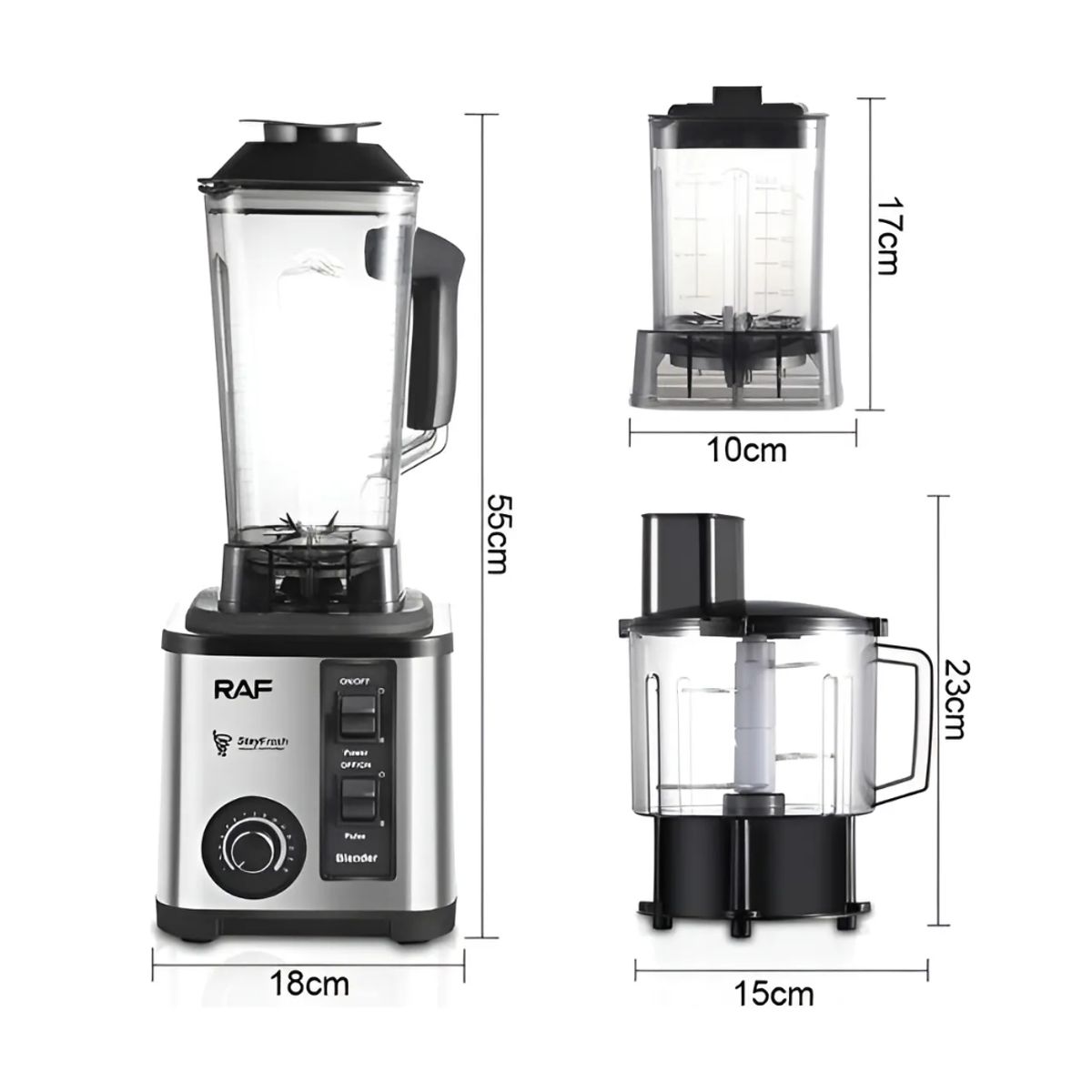 RAFF - LICUADORA EXPRIMIDOR MULTIFUNCIONAL RAF 5 EN 1 DE 3 LITROS Y 15 VELOCIADES