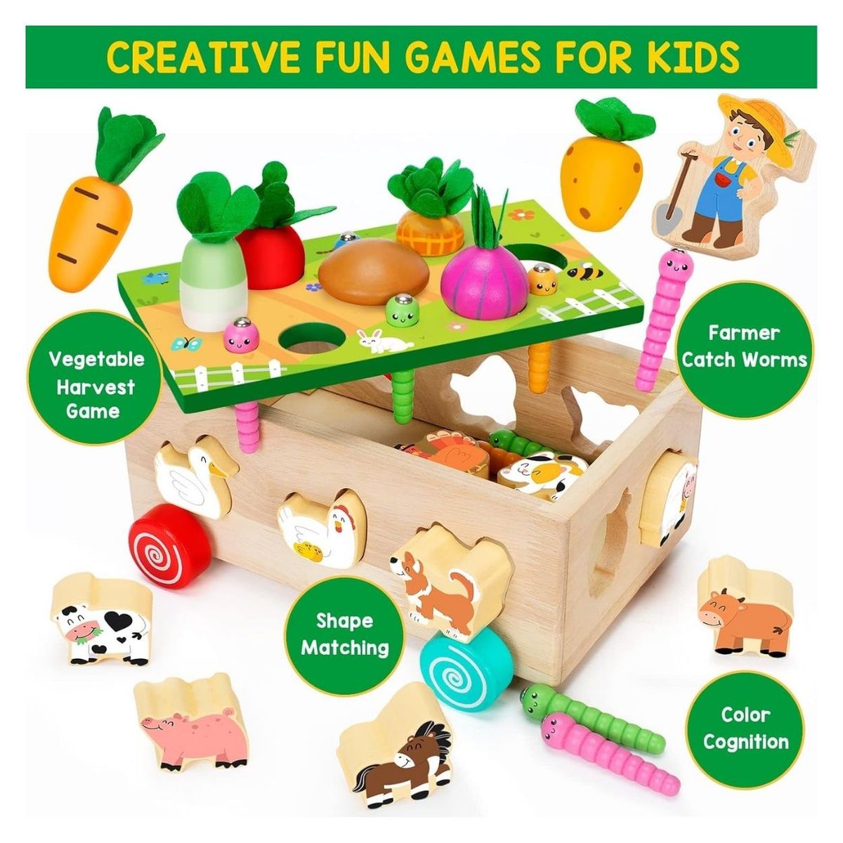 GENERICO - Montessori Verduras y Animales de Granja para Niños