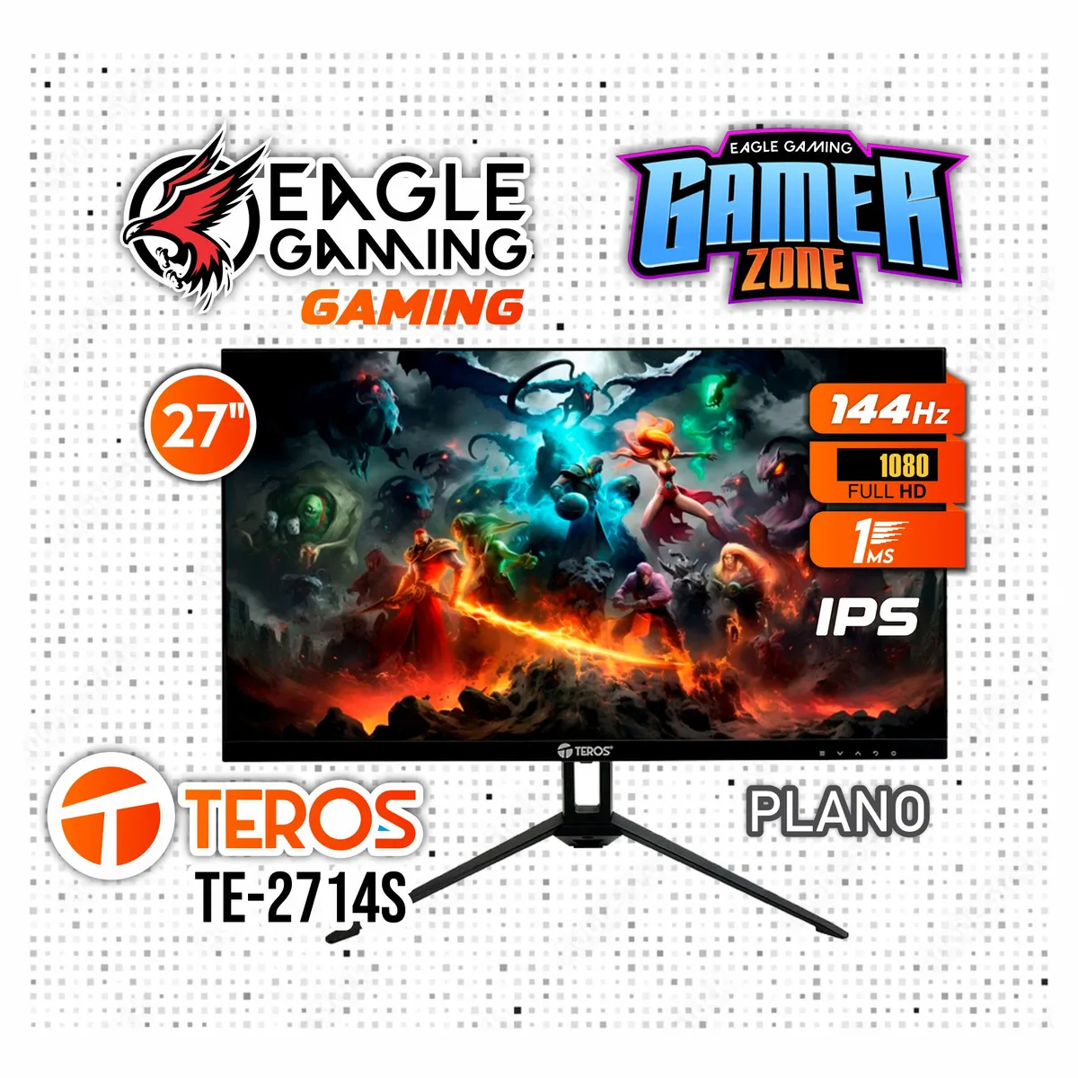 TEROS - Monitor TEROS TE-2714S 27 FHD IPS 144Hz HDMI DP VESA FreeSync