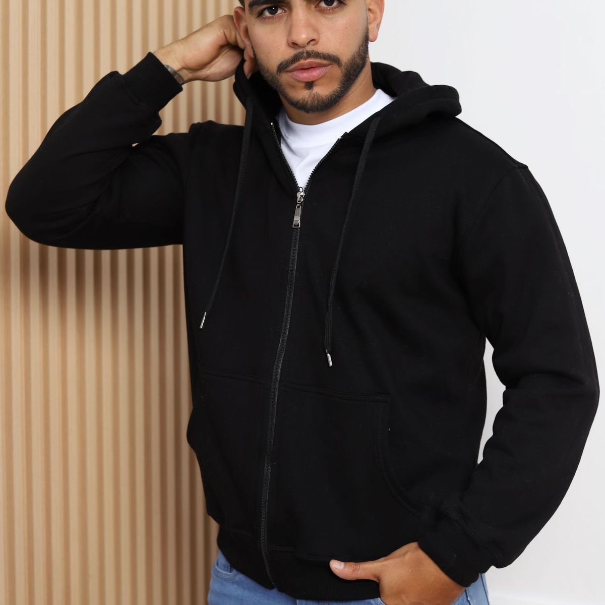 QH - Polera de Franela con Cierre para Hombre