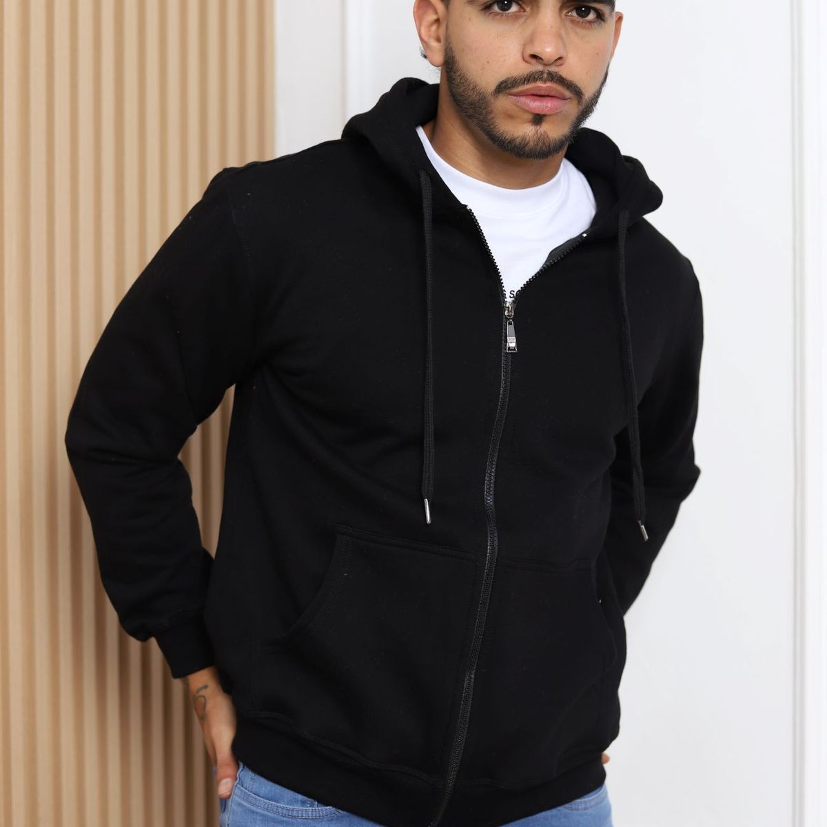 QH - Polera de Franela con Cierre para Hombre