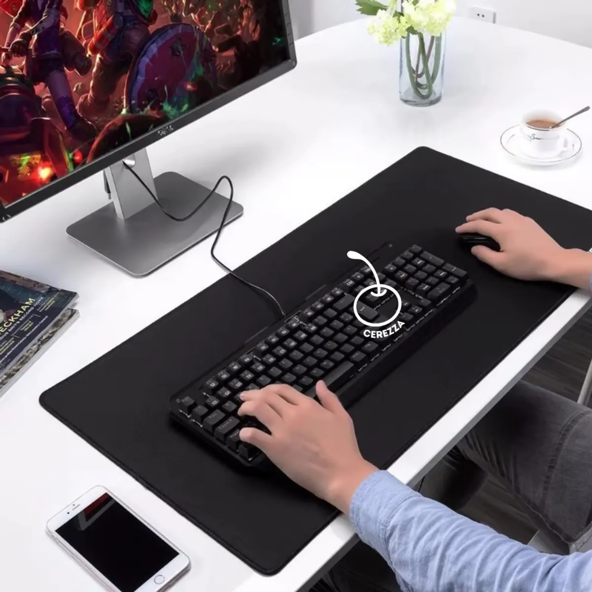 GENERICO - Pad Mouse Gamer Alfombrilla para PC De 70cm x 30cm Borde Cosido Negro