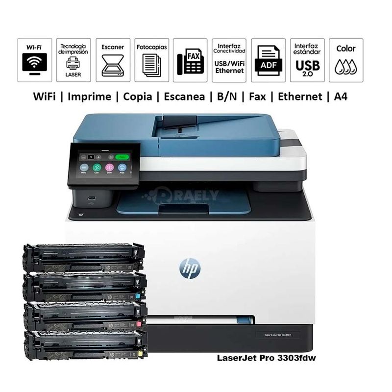 HP - Impresora HP Color LaserJet Pro MFP 3303fdw Duplex USB 20LANWi-Fi