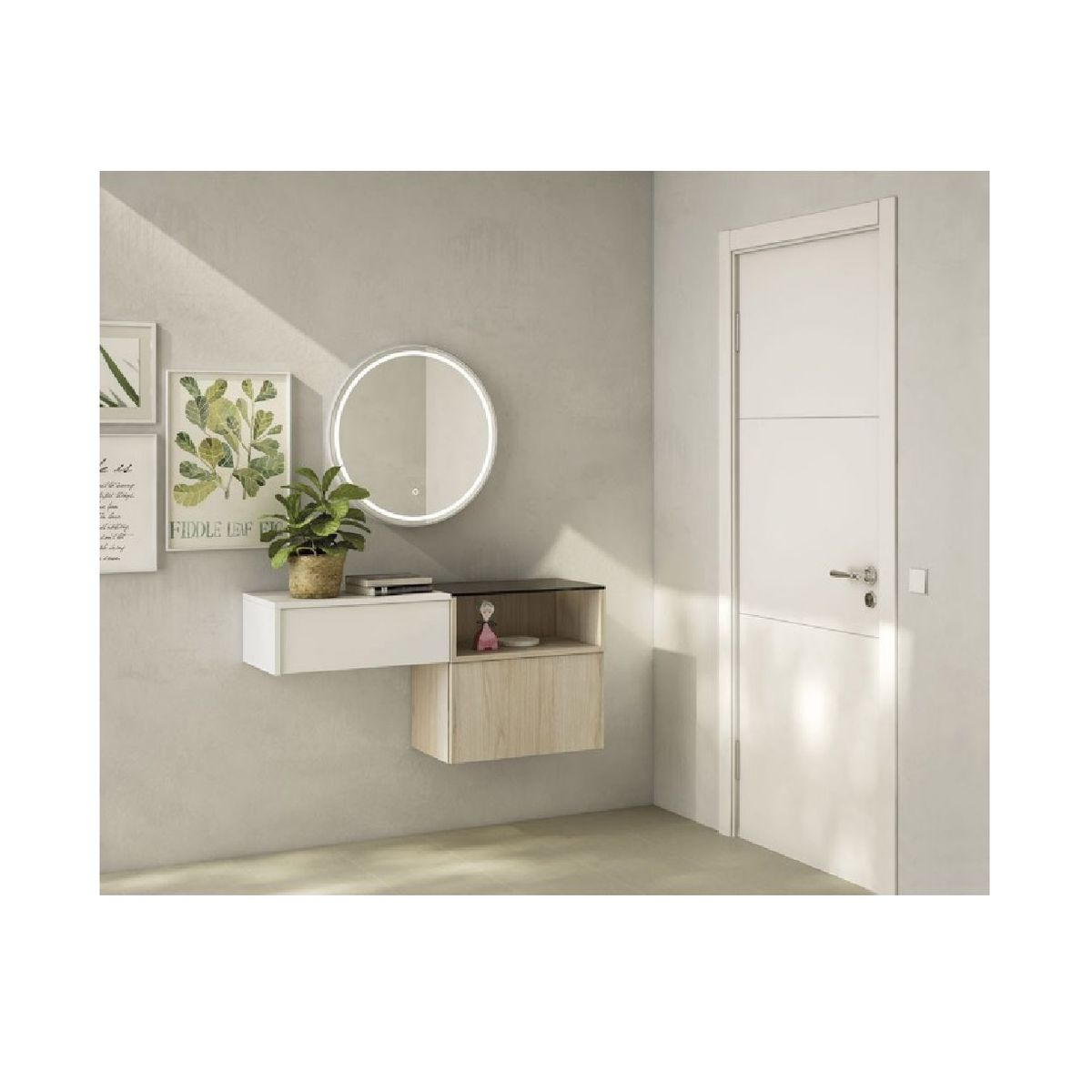 TU MESITA - Recibidor Minimalista Forrest 1cajon 1puerta BlancoManzano TU MESITA