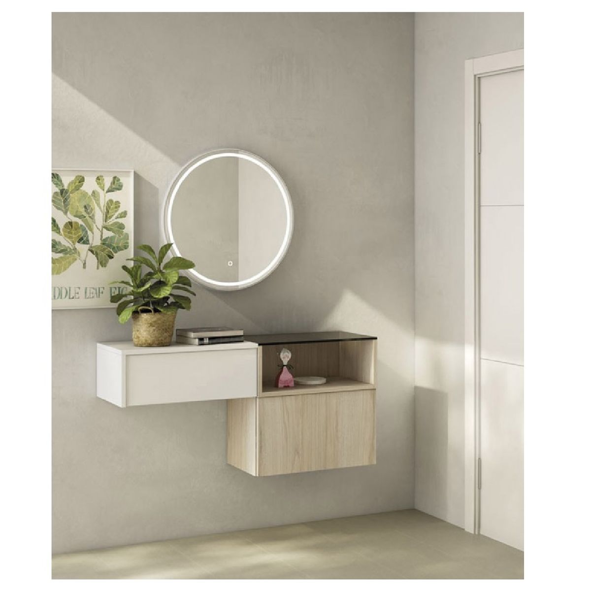 TU MESITA - Recibidor Minimalista Forrest 1cajon 1puerta BlancoManzano TU MESITA