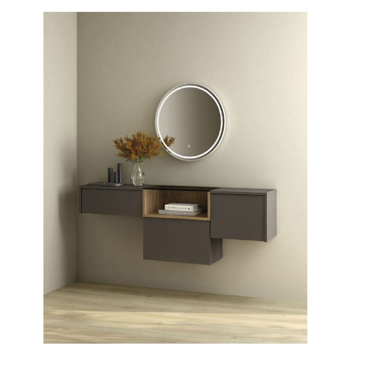 TU MESITA - Recibidor Moderno Kepler Flotante Negro 1 cajón 2 puertas TU MESITA