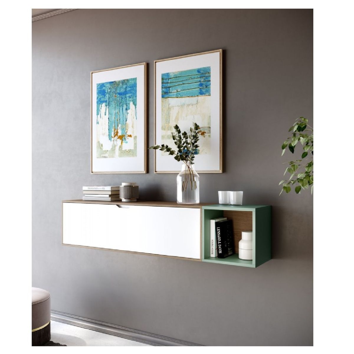 TU MESITA - Recibidor Flotante Arlequi Multicolor 1 puerta TU MESITA