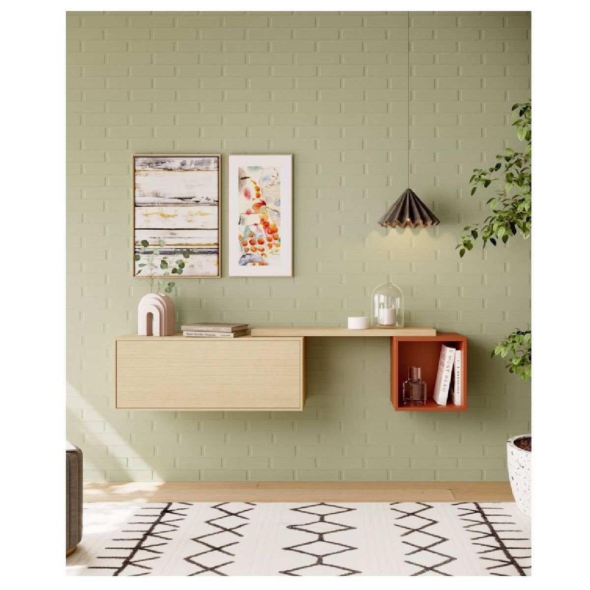 TU MESITA - Recibidor Flotante Marbella 3 piezas DunaArcilla 1 puerta TU MESITA