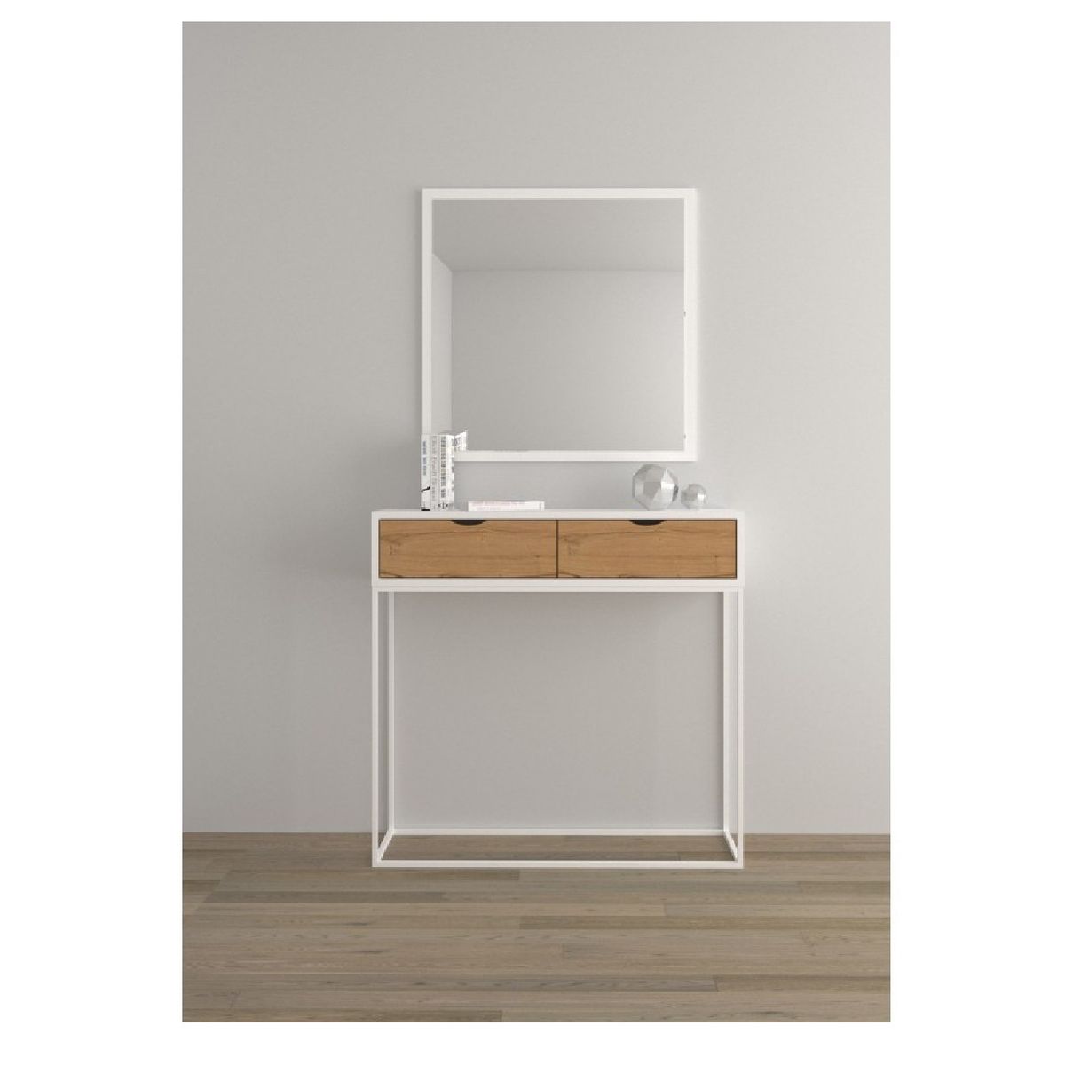 TU MESITA - Consola Industrial Scott BlancoNatural 2 cajones Metalica TU MESITA