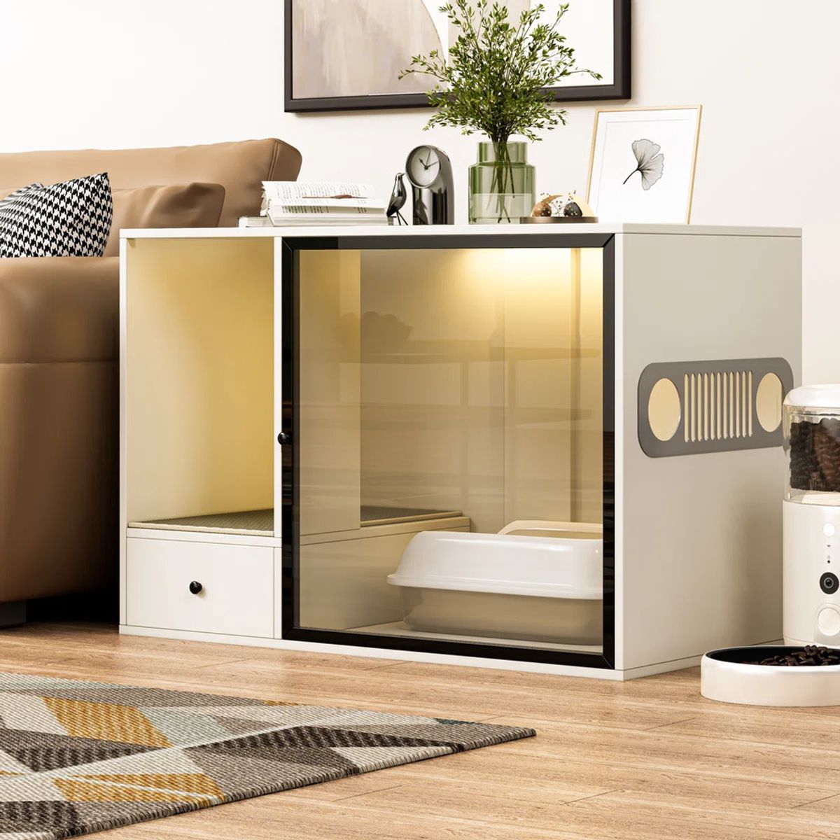Mueble para Gato con Espacio para Arenero Porué Blanco TU MESITA, marca TU MESITA - Foto Principal