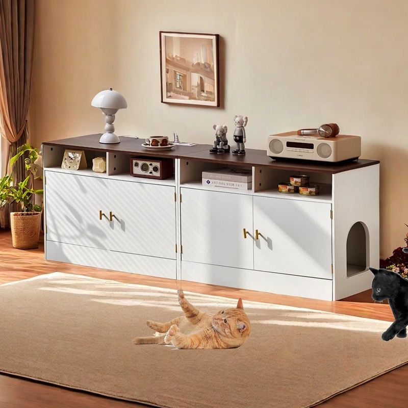 TU MESITA - Muebles de Gato Espacio para Arenero Zaca BlancoChocolate TU MESITA