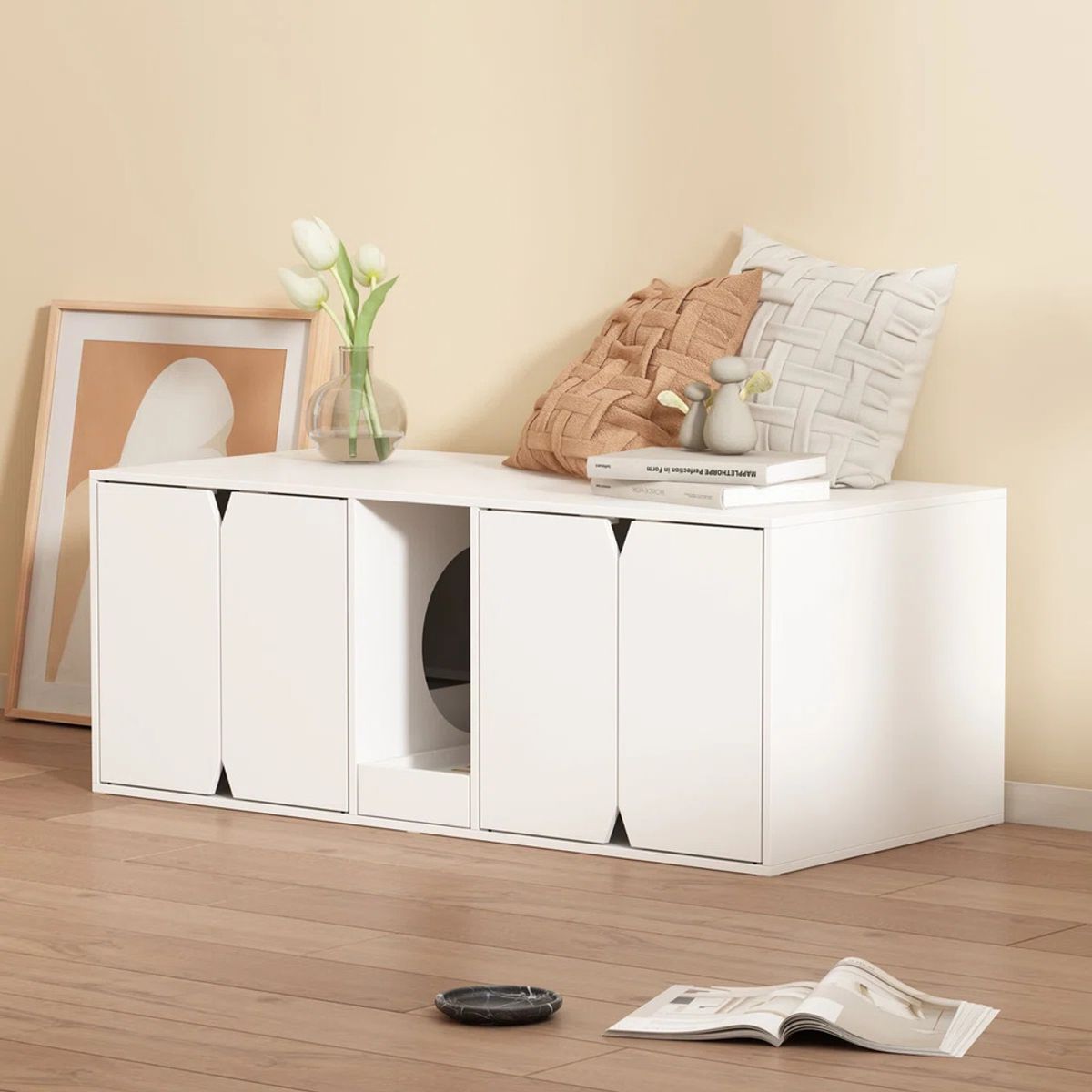TU MESITA - Mueble Blanco para Gato con 4 Puertas Mileno TU MESITA