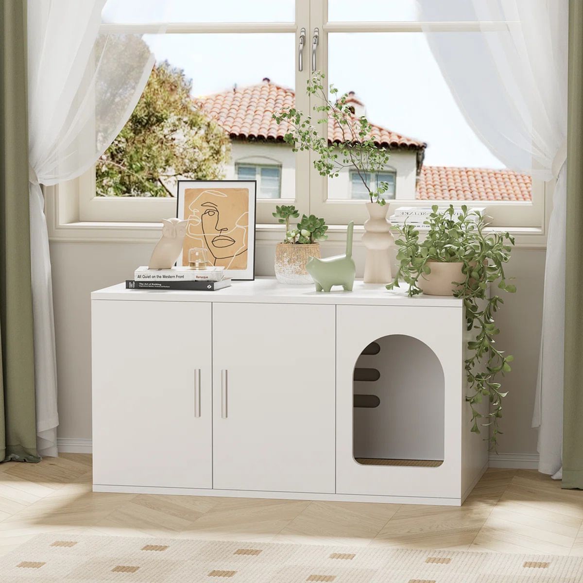 TU MESITA - Mueble para Gato con Espacio para Arenero Gina Blanco TU MESITA