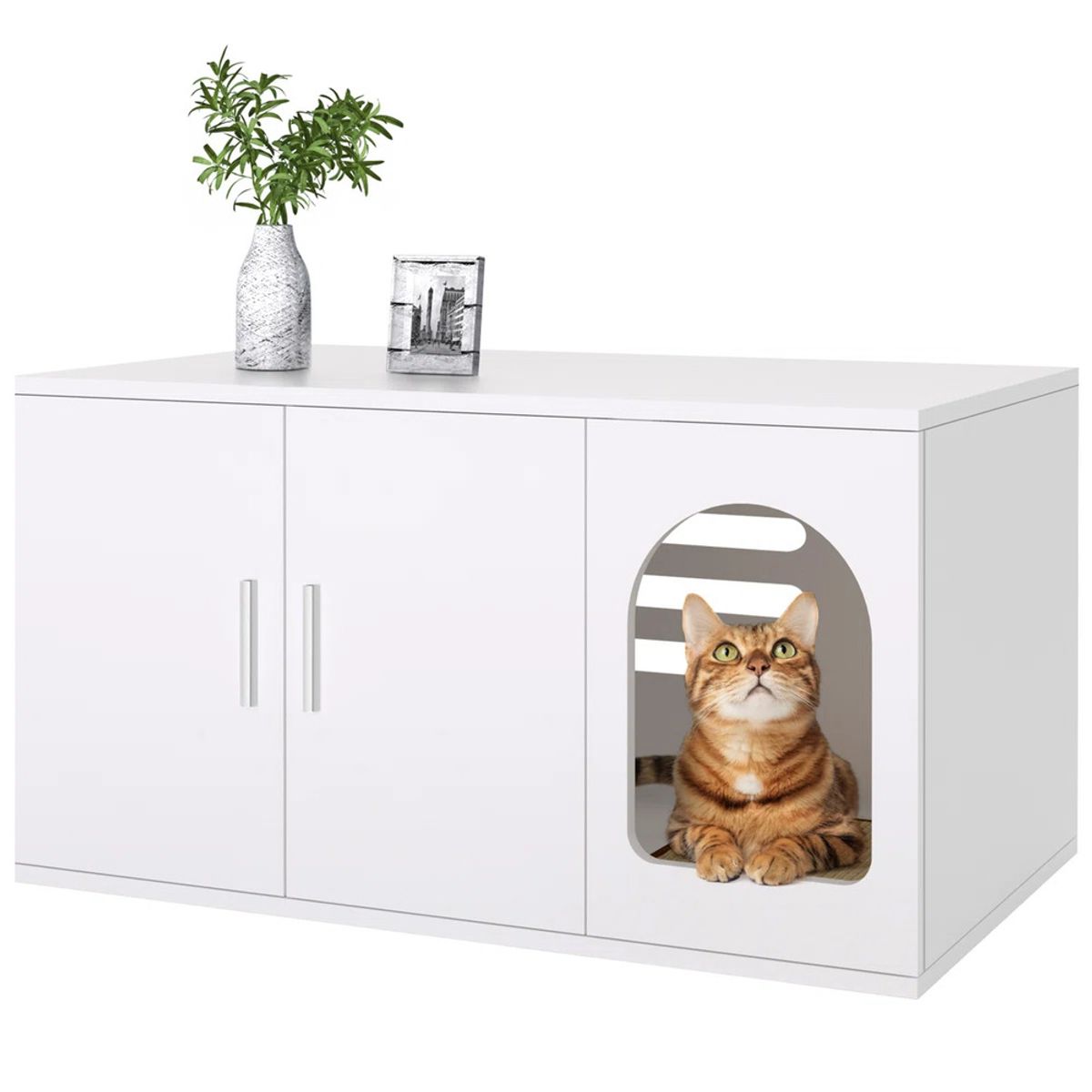 TU MESITA - Mueble para Gato con Espacio para Arenero Gina Blanco TU MESITA