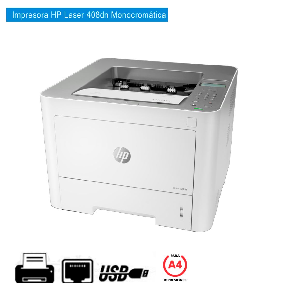 HP - IMPRESORA HP LASERJET PRO 408DN BN 7UQ75A LAN USB