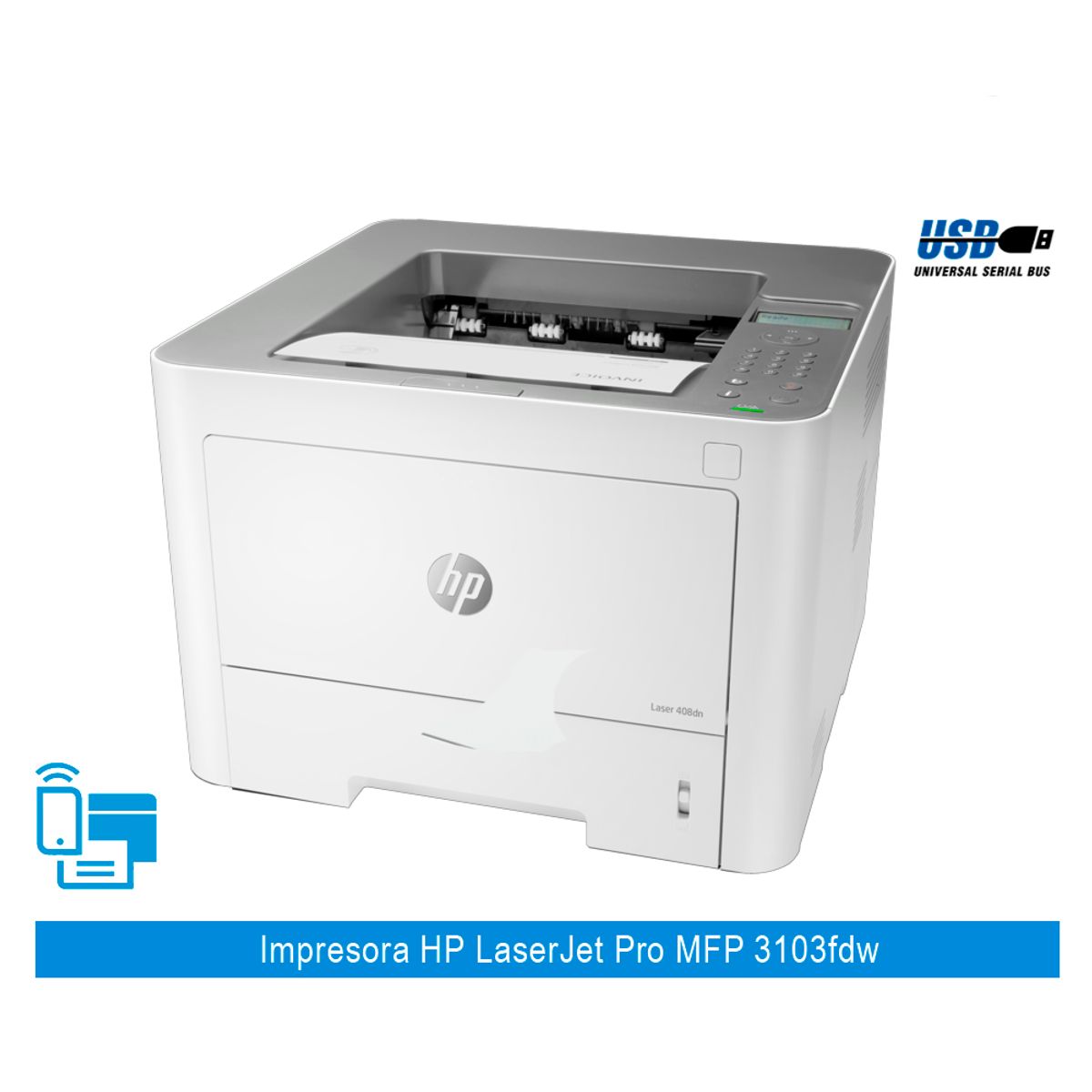 HP - IMPRESORA HP LASERJET PRO 408DN BN 7UQ75A LAN USB