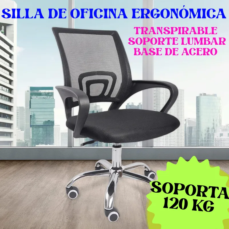 GENERICO - SILLAS ESCRITORIO ERGONÓMICAS EJECUTIVA GIRATORIA NEGRO BASE ACERO